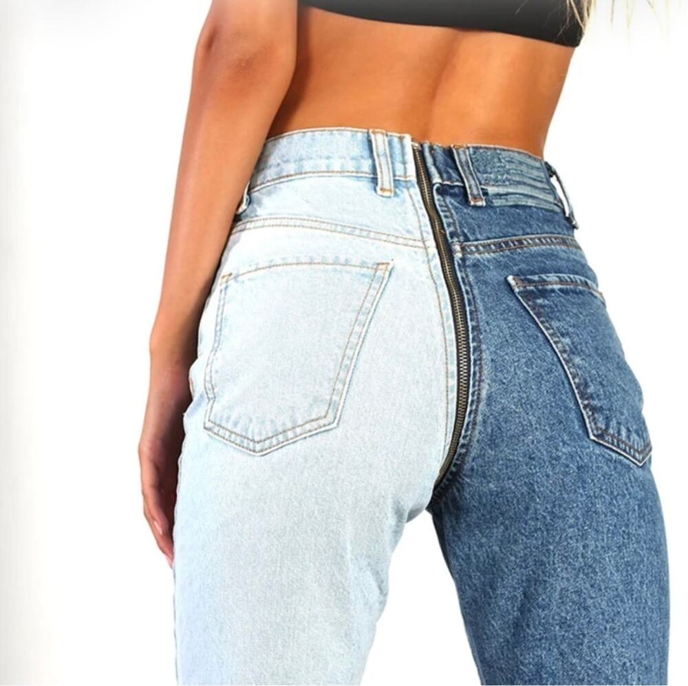 Revice Yin Yang Tokyo Wash Crop Two Toned Jeans - Festival Size 26- NWOT